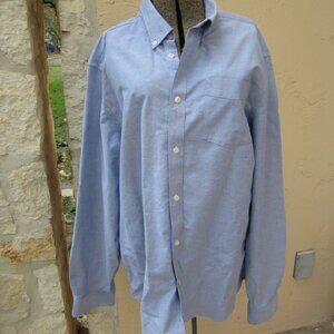 Eddie Bauer Wrinkle Resistant Relaxed Fit Blue Button Down Shirt 100% Cotton XL